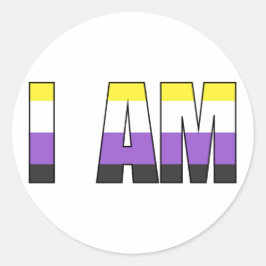 NonBinary Pride I AM witte achtergrond Ronde Sticker