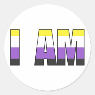 NonBinary Pride I AM witte achtergrond Ronde Sticker