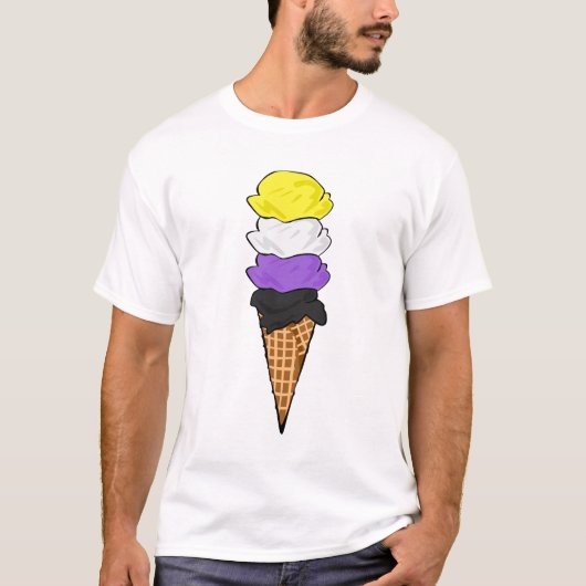 Nonbinary Pride Ice Cream T-shirt (Voorkant)