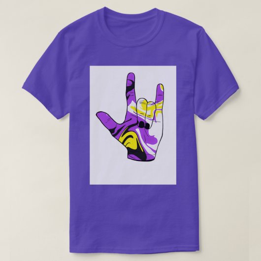 Nonbinary pride Ik hou van je Amerikaanse gebarent T-shirt (Design voorkant)