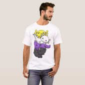 Nonbinary Pride Kawaii Axolotl Pile Niet Binair FL T-shirt (Voorkant volledig)