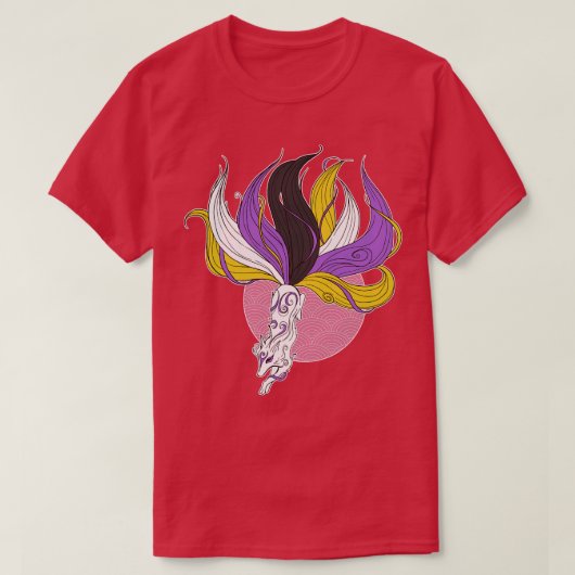 Nonbinary Pride Kitsune T-shirt (Design voorkant)