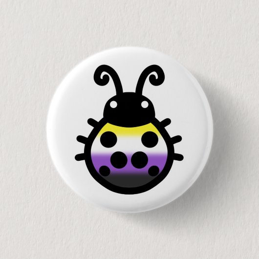 Nonbinary Pride Ladybug Pin Badge Ronde Button 3,2 Cm (Voorkant)