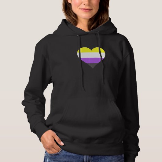 Nonbinary Pride LGBT Nonbinary Heart Nonbinary Fla Hoodie (Voorkant)