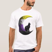 Nonbinary Pride LGBTQ Space Cat Moon LGBT T-shirt (Voorkant)