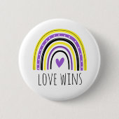 Nonbinary Pride Love wint LGBT Rainbow Button (Voorkant)