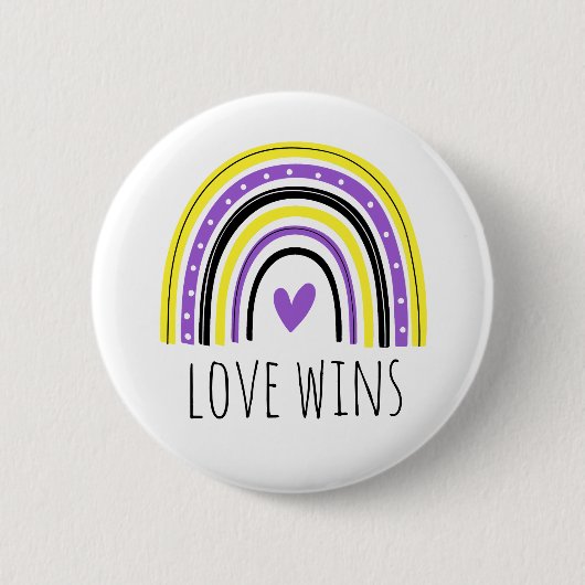 Nonbinary Pride Love wint LGBT Rainbow Button (Voorkant)
