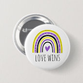 Nonbinary Pride Love wint LGBT Rainbow Button (Voorkant /achterkant)