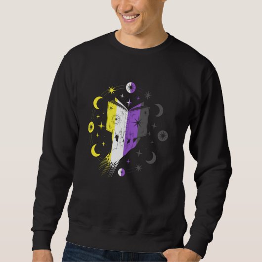 Nonbinary Pride Magic Book Non-Binaire LGBTQ-sterr Trui (Voorkant)