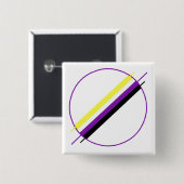 Nonbinary Pride Pin Vierkante Button 5,1 Cm (Voorkant /achterkant)