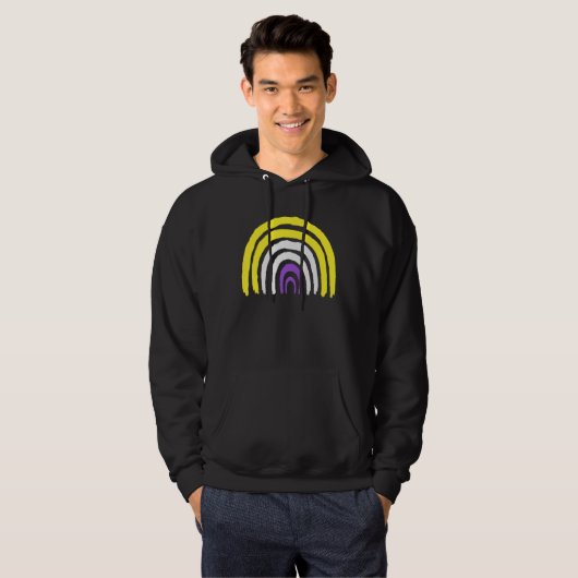 Nonbinary Pride Rainbow Hoodie (Voorkant volledig)