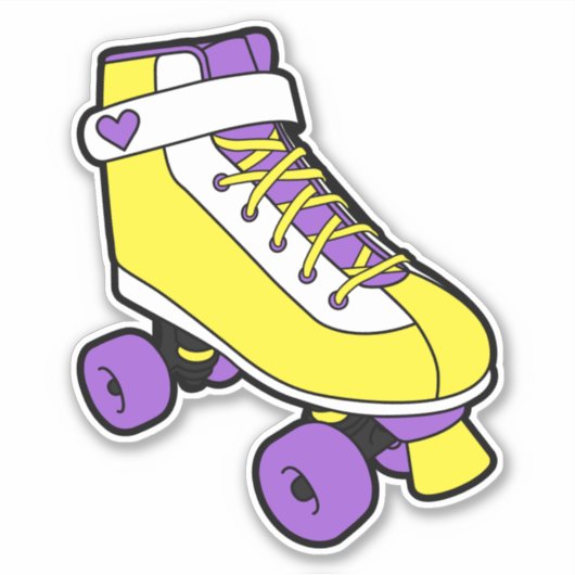 Nonbinary Pride Retro Geel Roller Schaats Sticker (Voorkant)