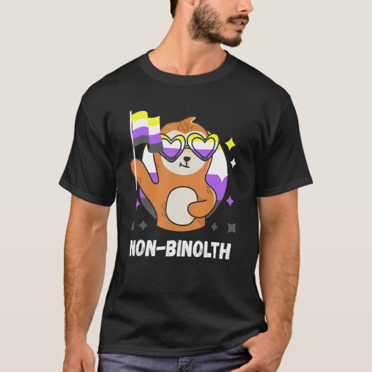 Nonbinary Pride Sloth Moon Nonbinary Flag Genderfl T-shirt (Voorkant)