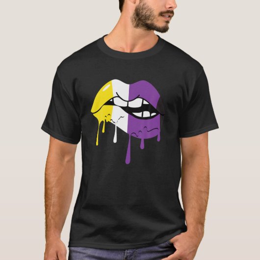 Nonbinary Pride Vlag die Drijvende Lippen Mouth LG T-shirt (Voorkant)