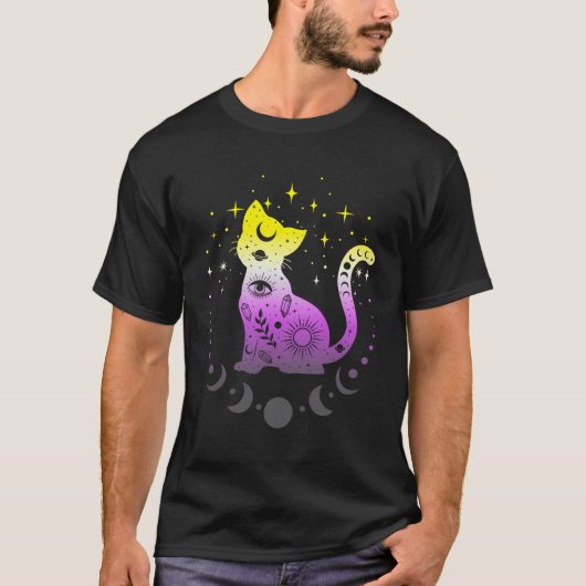 Nonbinary Pride vlag kleuren niet-binaire astronom T-shirt (Voorkant)