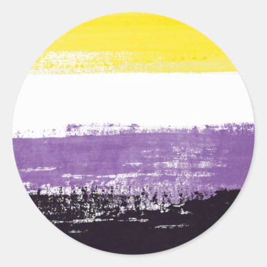 Nonbinary Pride vlag schilderde Ronde Sticker (Voorkant)