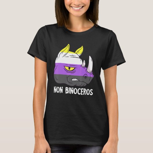 Nonbinary Rhinoceros LGBTQ Nonbinary Vlag Nonbinar T-shirt (Voorkant)