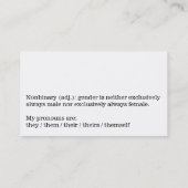 Nonbinary roepenkaarten (def. + " zij " - uitlatin contactkaartje (Achterkant)