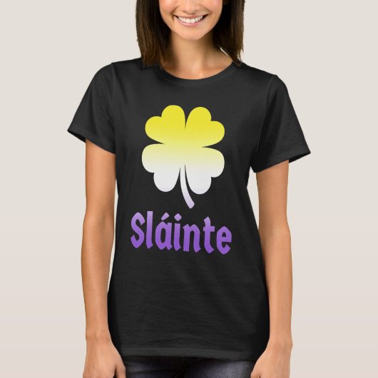 Nonbinary St Patrick's Day Shamrock LGBTQ Enby NB T-shirt (Voorkant)
