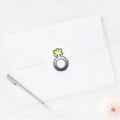 Nonbinary symbool ronde sticker (Envelop)