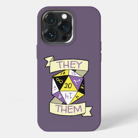  Nonbinary tablet D20 Pronoun Dice iPhone Hoesje (Achterkant)