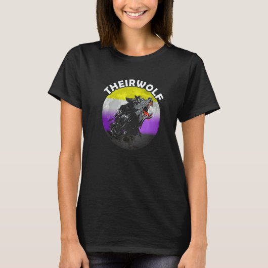 Nonbinary Theirwolf Nonbinary Pride LGBTQ Nonbinar T-shirt (Voorkant)