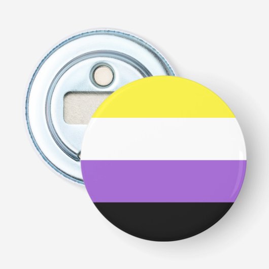 Nonbinary Vlag LGBT Flesopener Button Flesopener (Voorkant)