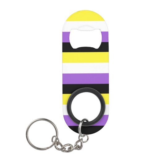 Nonbinary vlag mini flessenopener (Voorkant)