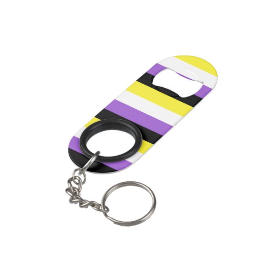 Nonbinary vlag mini flessenopener (Achterkant Gekanteld)