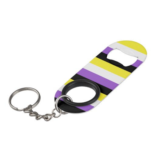 Nonbinary vlag mini flessenopener (Voorkant Gekanteld)