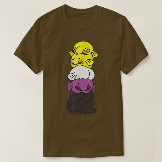 Nonbinary vlag niet Binair Pride LGBTQ Blobfish T- T-shirt (Design voorkant)