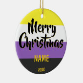Nonbinary vlag Persoonlijke Kerstmis Keramisch Ornament (Rechts)