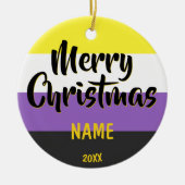 Nonbinary vlag Persoonlijke Kerstmis Keramisch Ornament (Voorkant)