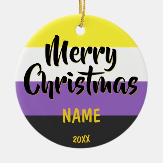 Nonbinary vlag Persoonlijke Kerstmis Keramisch Ornament (Voorkant)