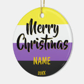 Nonbinary vlag Persoonlijke Kerstmis Keramisch Ornament (Links)