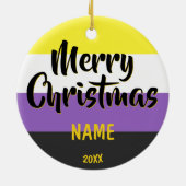 Nonbinary vlag Persoonlijke Kerstmis Keramisch Ornament (Achterkant)
