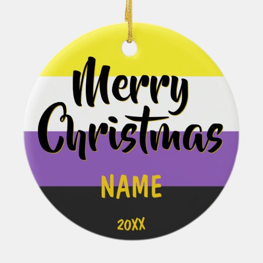Nonbinary vlag Persoonlijke Kerstmis Keramisch Ornament (Achterkant)