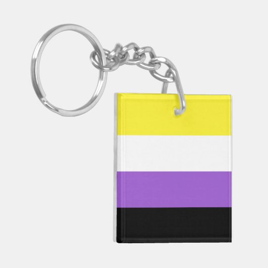 Nonbinary vlag sleutelhanger (Voorkant Links)