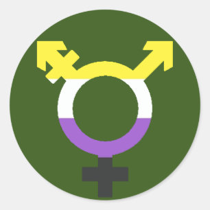 Nonbinary vlag trans Symbool Ronde Sticker