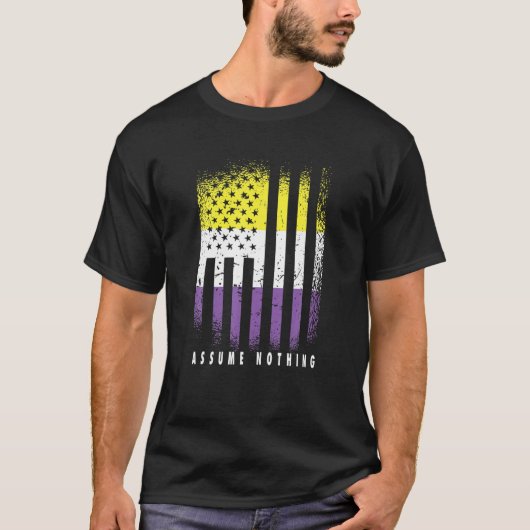 Nonbinary vlag veronderstelt niets Genderqueer Non T-shirt (Voorkant)