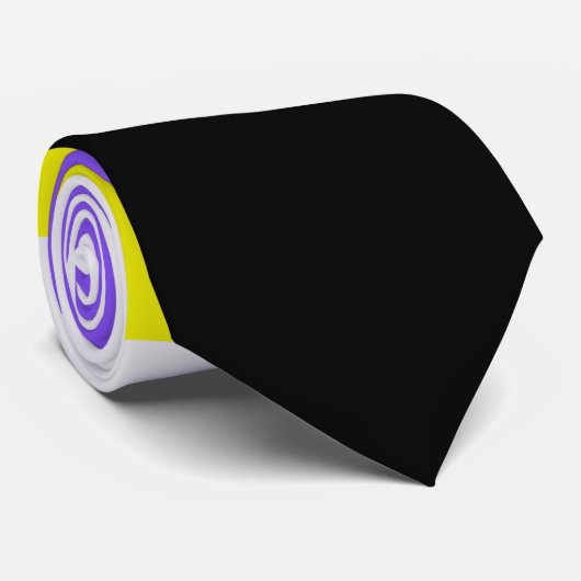 Nonbinary Yellow Paarse Zwart Wit Gestreept LGBT Stropdas (Opgerold)