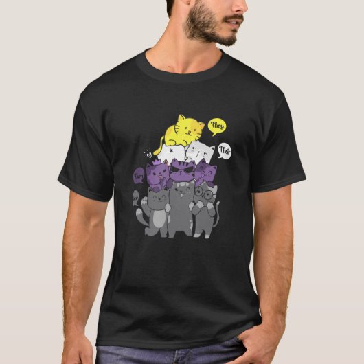 Nonbinary zij hun mengen gif non-Binary Fla T-shirt (Voorkant)