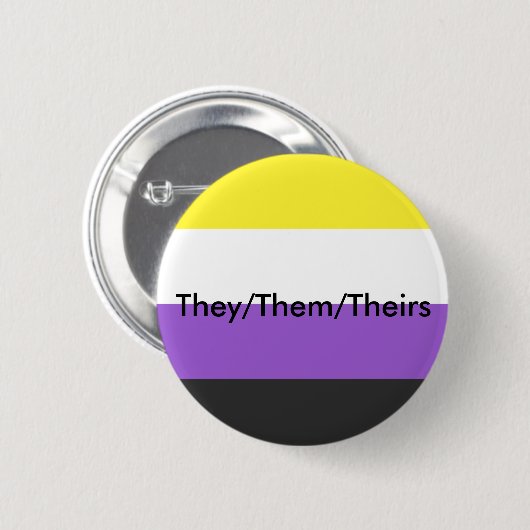 Nonbinary zij/Them/de Button van het Pronoun van T (Voorkant /achterkant)