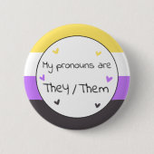 Nonbinary zij/Them Pronoun Pin Ronde Button 5,7 Cm (Voorkant)
