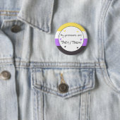 Nonbinary zij/Them Pronoun Pin Ronde Button 5,7 Cm (In situ)