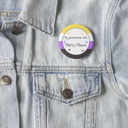 Nonbinary zij/Them Pronoun Pin Ronde Button 5,7 Cm (In situ)