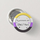 Nonbinary zij/Zij Pronoun Pin Ronde Button 3,2 Cm (Voorkant /achterkant)