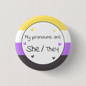 Nonbinary zij/Zij Pronoun Pin Ronde Button 3,2 Cm (Voorkant)