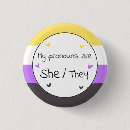 Nonbinary zij/Zij Pronoun Pin Ronde Button 3,2 Cm