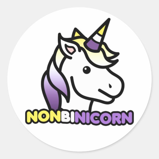 Nonbinicorn Ronde Sticker (Voorkant)